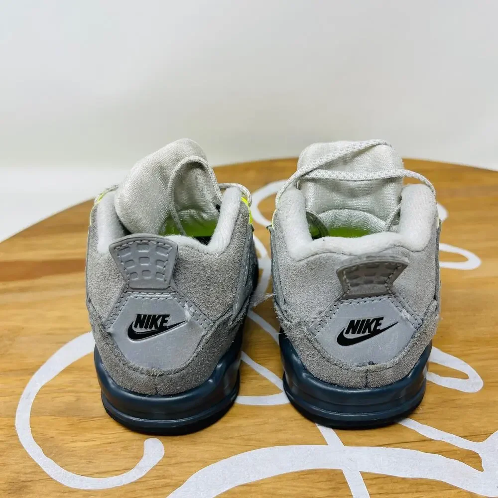 Nike Kids Air Jordan 4 Retro SE 'Neon 95' CT5345-007 Suede Gray Size 4C Toddler‎